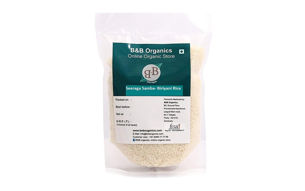 B&B Organics Seeraga Samba - Biriyani Rice    Pack  5 kilogram